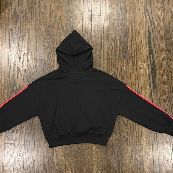 NWT Black Cropped Hoodie with Red and White Stripes by Habitual (size 12) - Picture 7 of 7